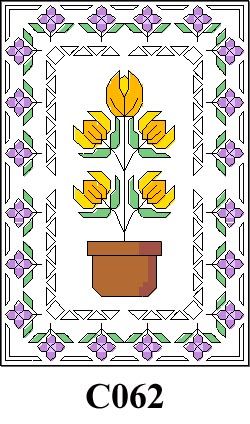 Tub with yellow flowers & border cross  stitch kit CO62