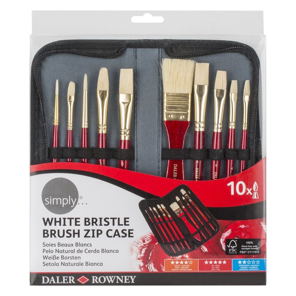 Daler Rowney Artist Brush Zip Up Case & 10 Paint Brushes