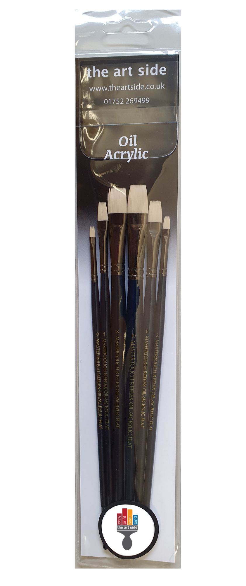 Pro Arte Mastertouch Artists 6 Brush Set FLATS. For Acrylic & Oil Paint