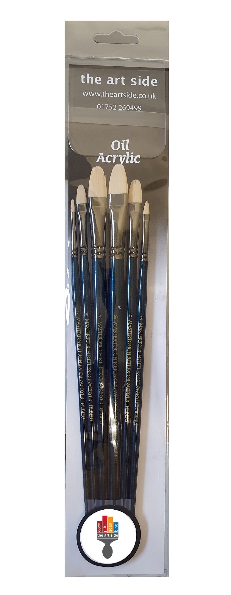 Pro Arte Mastertouch Artists 6 Brush Set FILBERTS. For Acrylic & Oil Paint