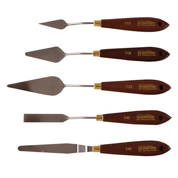 Palette Knife Set of 5 Wooden handle no.15,18,22,45,49 