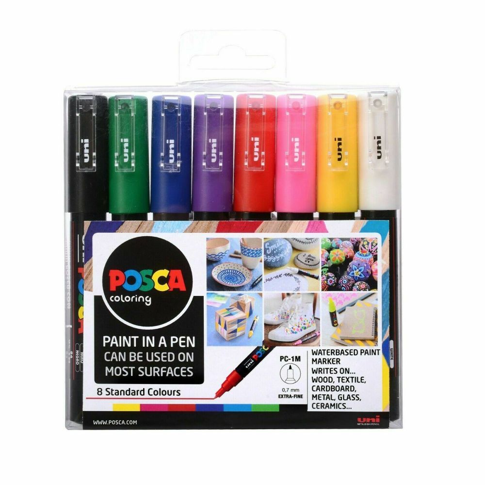 POSCA Paint Markers PC-1M Extra Fine Tip Set of 8 Standard Colours