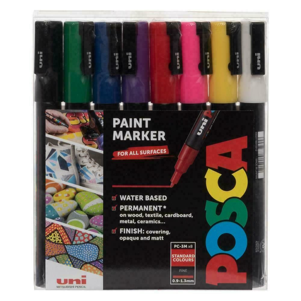 Posca Paint Pen PC-3M Starter Pack Marker Pen Pack of 8 colours