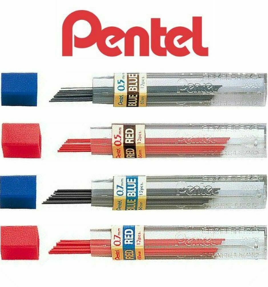 Pentel Coloured Leads Automatic Pencil 0.5 & 0.7mm Blue Red