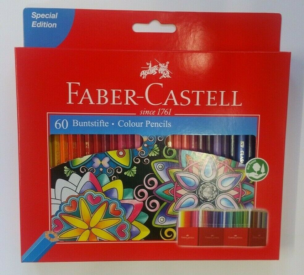 Faber-Castell Colour Pencils Pack of 60 Art Set with Holder