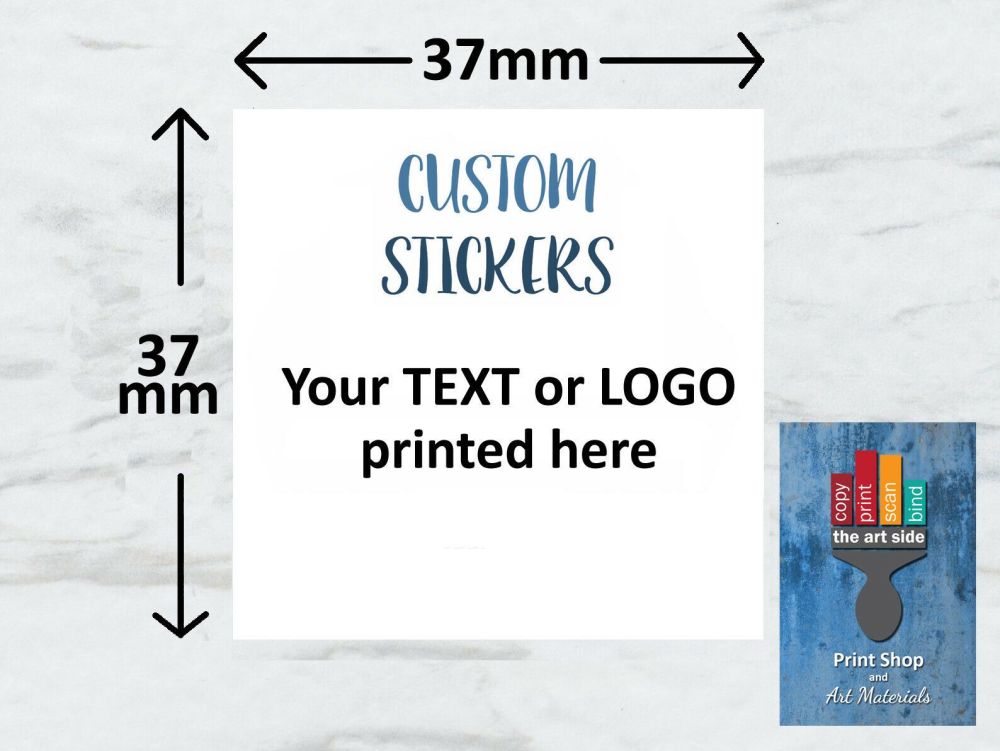 Personalised Square 37mm Stickers Business/Company - Name - Labels - Custom