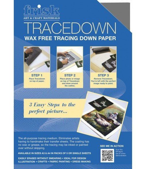Frisk Tracedown Paper Pack of 5 sheets - Graphite
