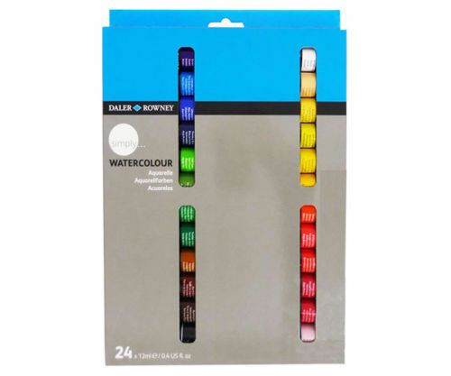 Daler Rowney Simply Watercolour Paint Set - 24 x 12ml Tubes