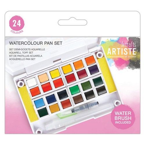 Watercolour Pan Set - 24 colours with water brush