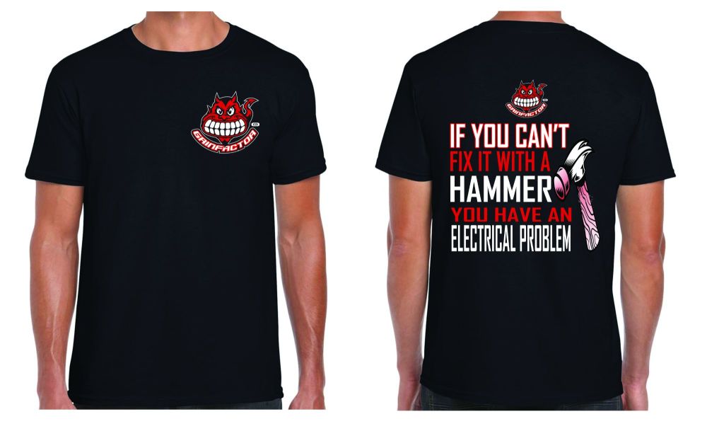 J - Grinfactor If you can't fix it with a hammer slogan black tee t-shirt