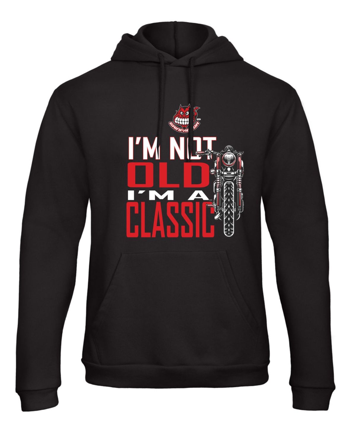 Grinfactor I m not old I m a classic biker motorcycle black hoodie