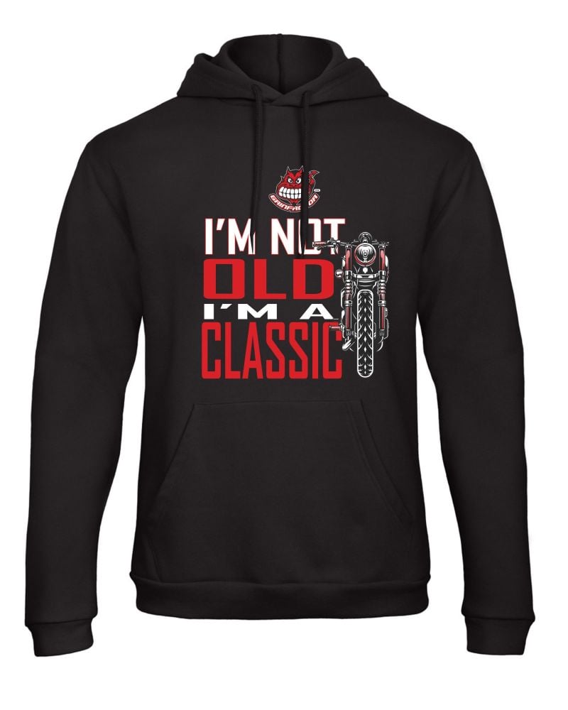 Grinfactor I'm not old I'm a classic biker motorcycle black hoodie sweat