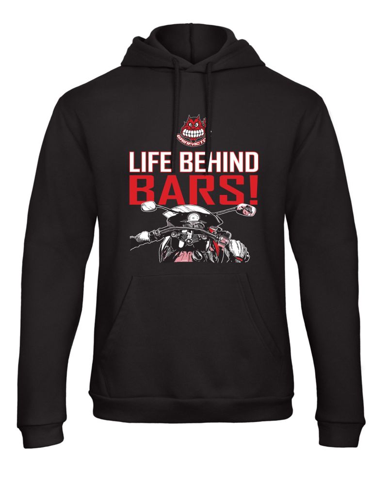 Grinfactor life behind bars biker motorcycle black hoodie sweat