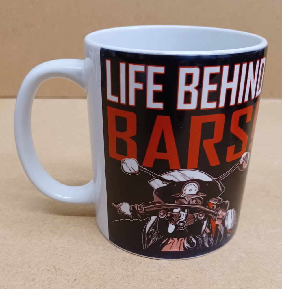 C - Grinfactor life behind bars biker motorcycle fun mug 