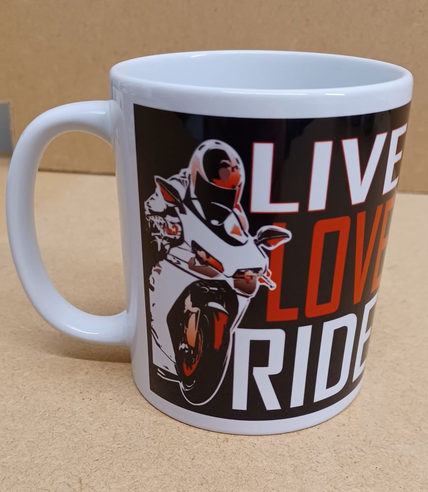 C - Grinfactor Live Love Ride biker motorcycle black fun mug