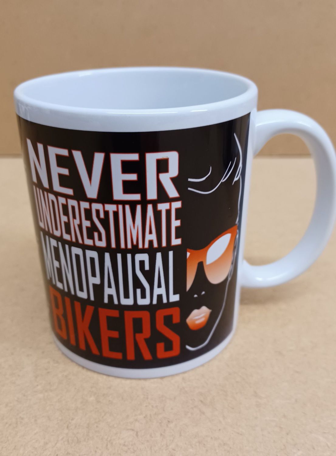 C - Grinfactor never underestimate a menopausal bikers motorcycle fun mug 