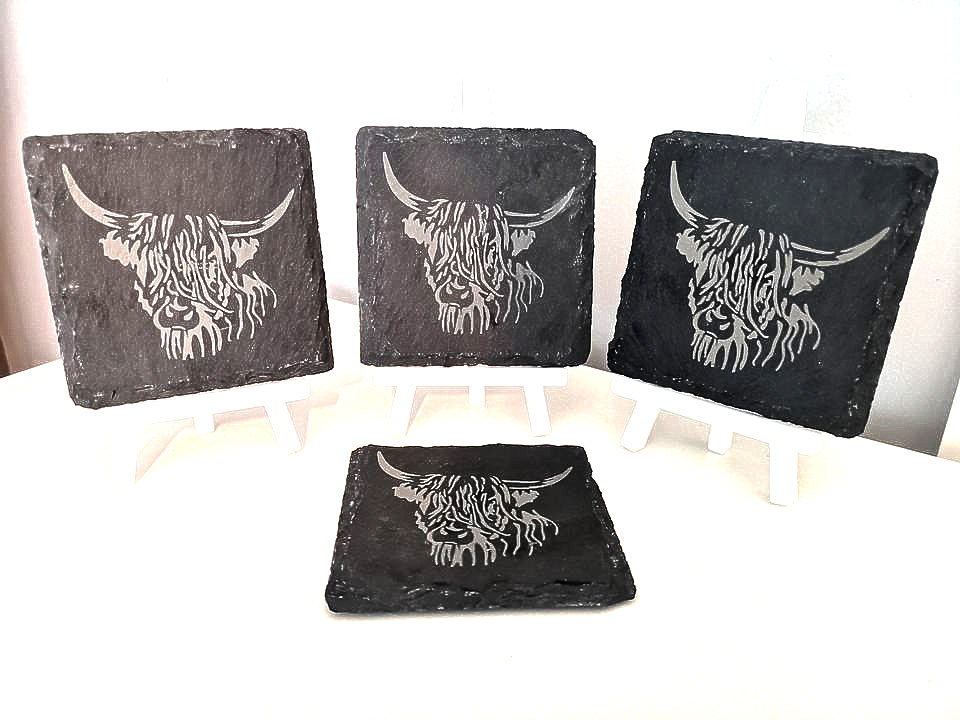 Highland Cow Slate Coasters