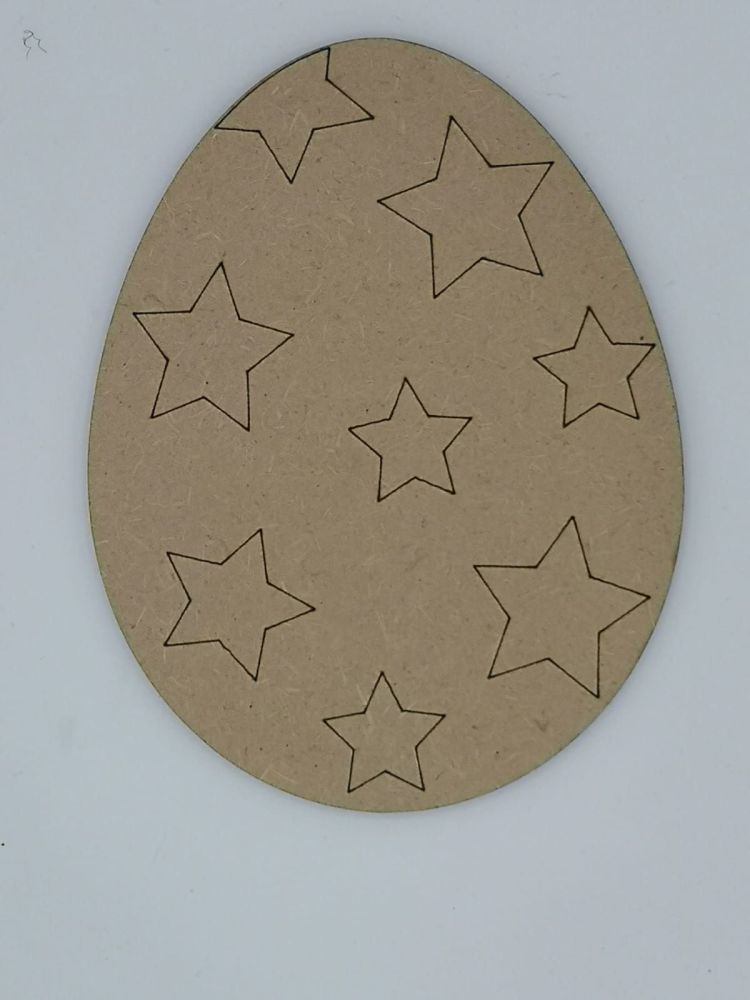 Wooden Easter Egg with Stars 