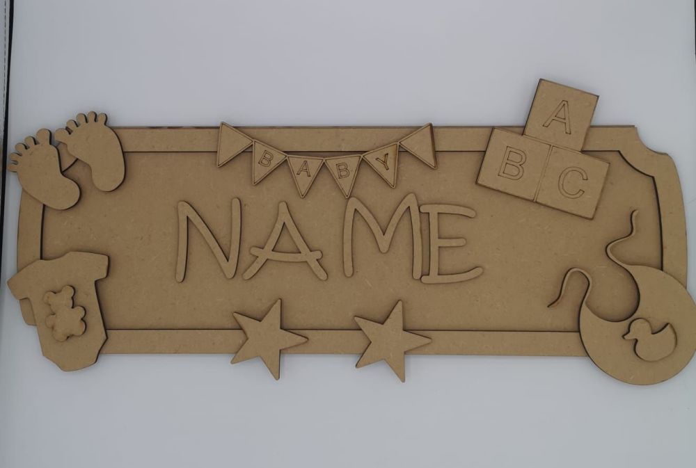 Baby Name Plaque for Crafting with Shapes and Text