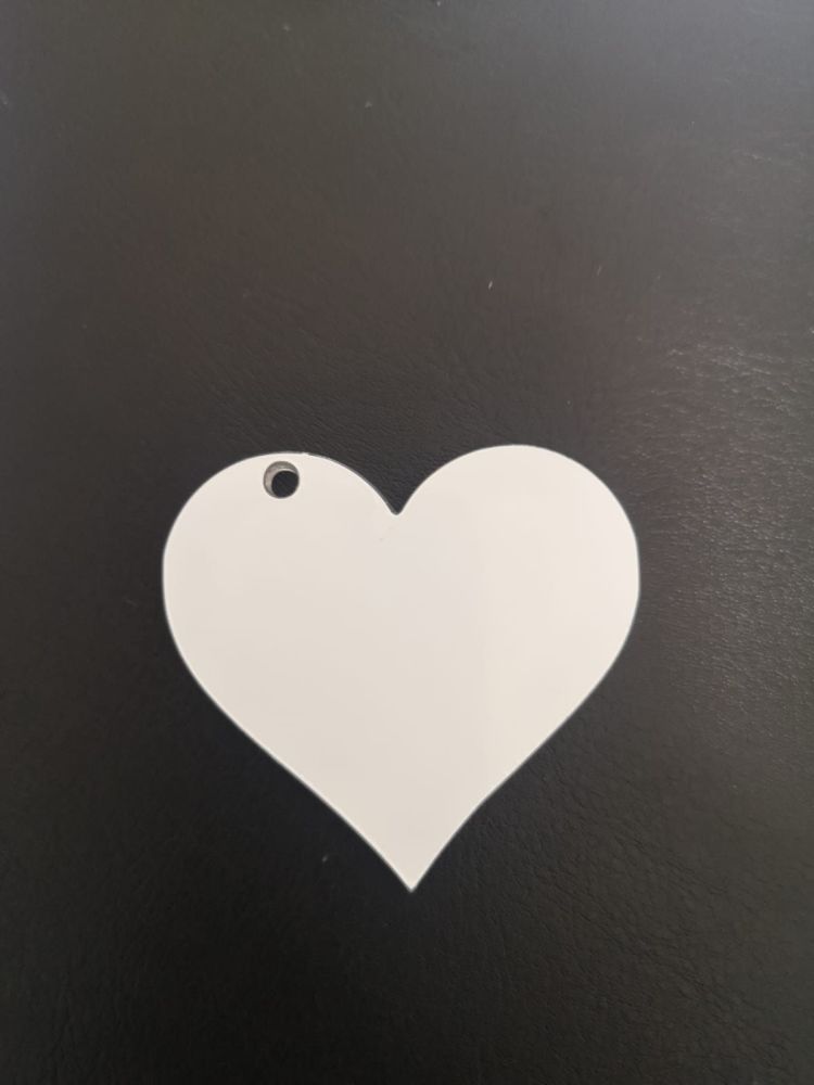 Blank Acrylic Heart Keyring - Clear, White, Frosted