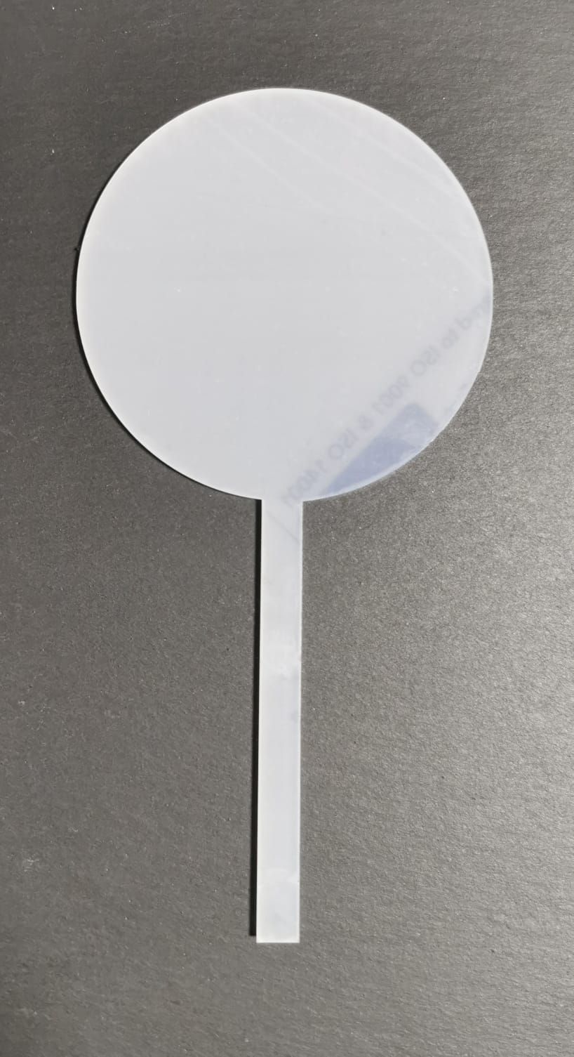 Blank Acrylic Cake Topper Round Paddle - Clear, White, Frosted, Black