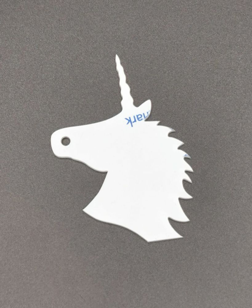 White Acrylic Unicorn Keyring