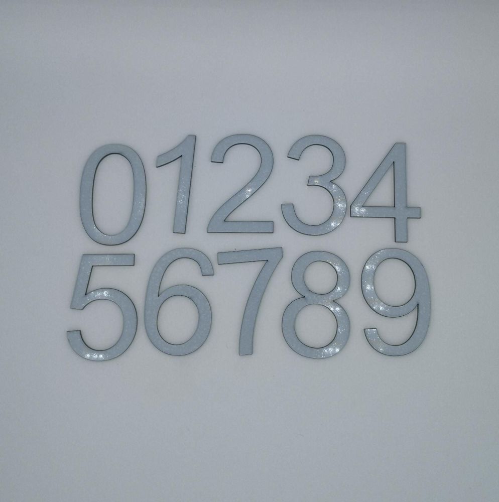 8cm Acrylic Numbers - Pack of 10 Numbers - Black, white, silver mirror, mir