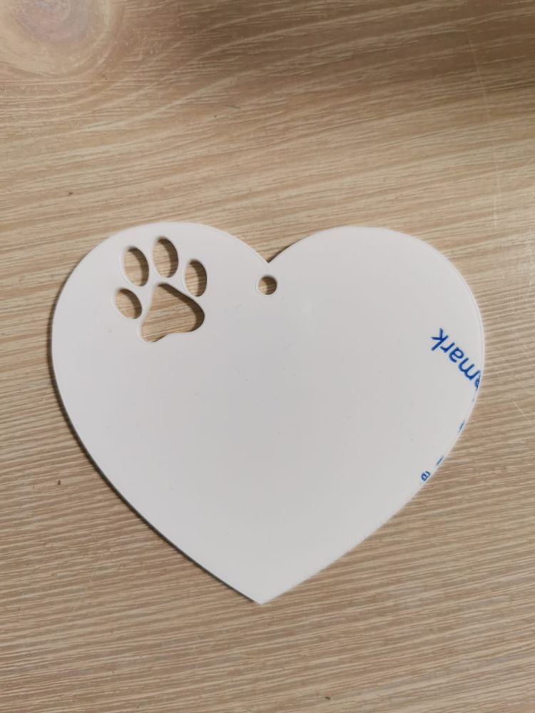 Paw Print Heart Acrylic Bauble