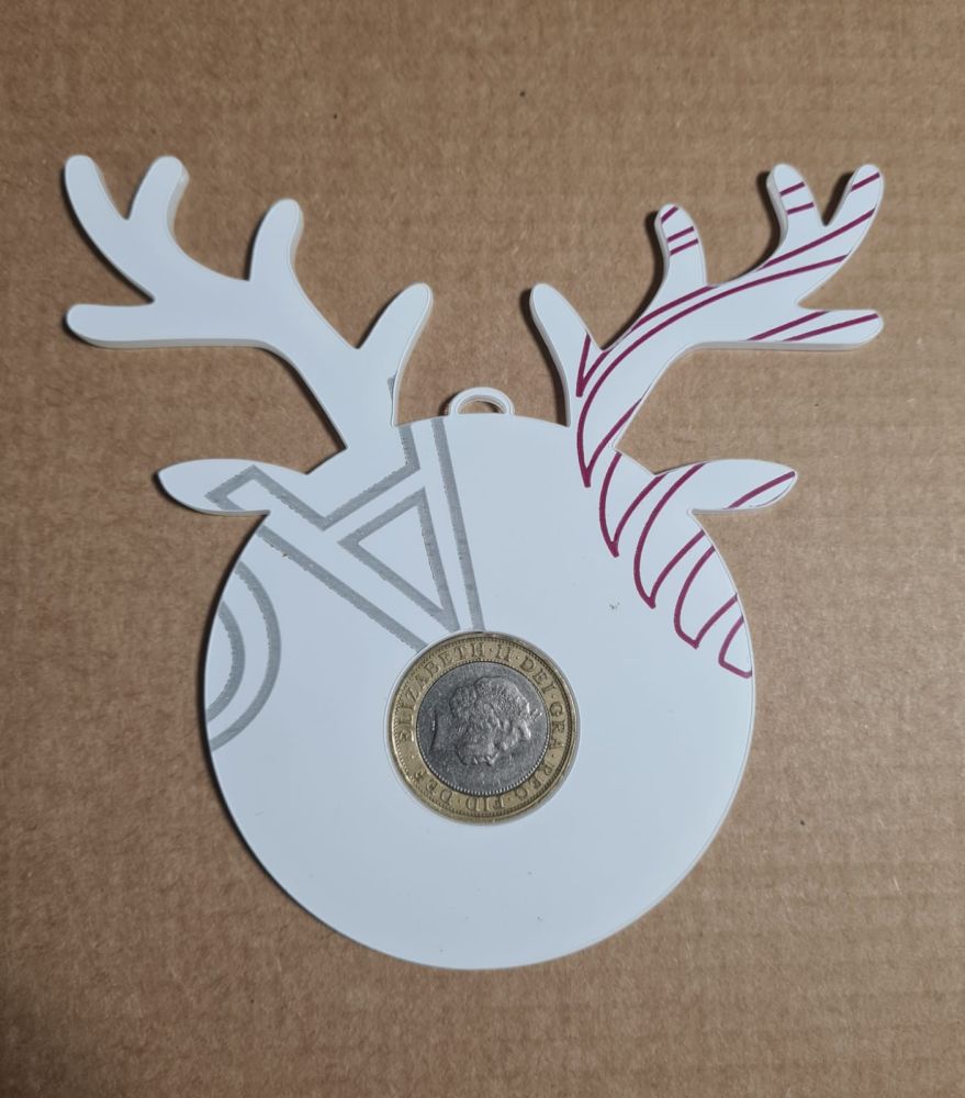 Reindeer Acrylic Bauble Blank - £2 coin or Chocolate holder