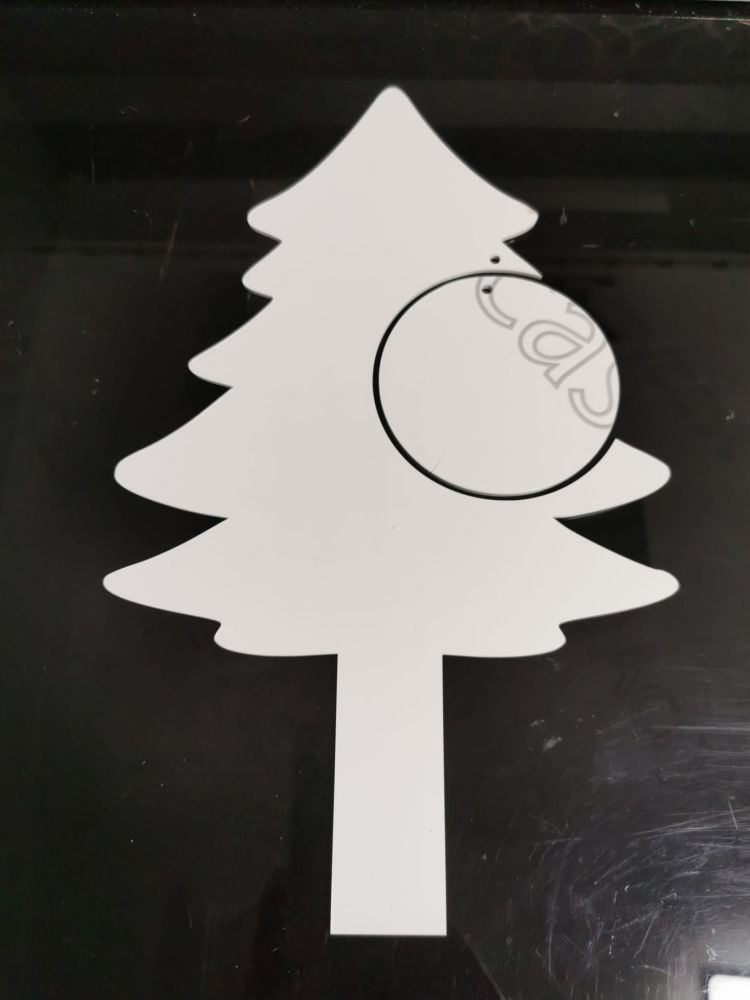 White Christmas Tree with Bauble Grave / Garden Marker