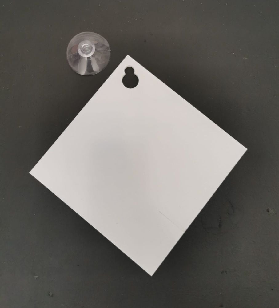 Clear Acrylic Window Sign with Suction Cup - 12cm x 12cm 