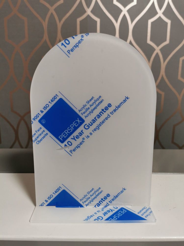 A5 Acrylic Arch Plaque with Acrylic Flat Stand 