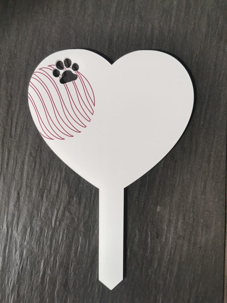 Heart Grave/Garden Marker with Paw Print 