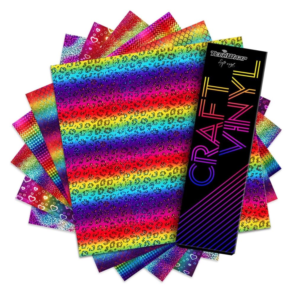 Teckwrap Holo Rainbow Vinyl Sheets Pack( 6 PCS)