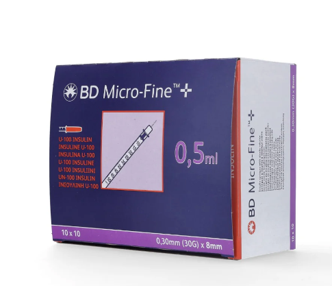 BD Micro Fine+ 0.5ml U100 Insulin Syringe & Needle 30g x 8mm x 100