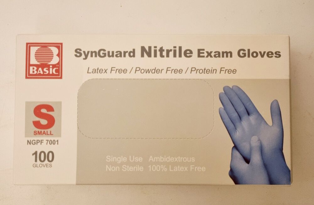 Synguard Nitrile Exam Gloves Size Small - Box of 100 Gloves