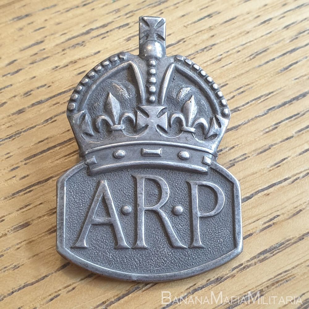 British WW2 Air Raid Precautions silver badge - ARP 1938 hallmarked