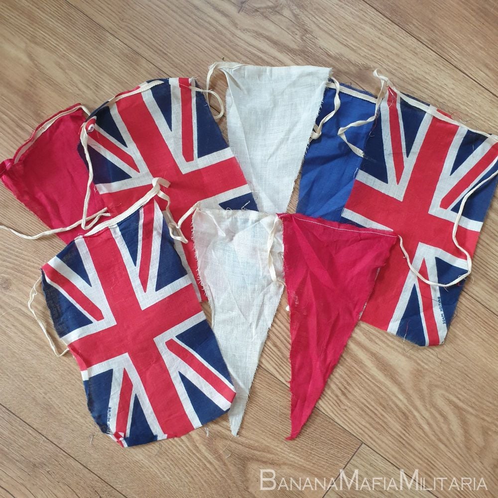 Original WW2 VE day flag Bunting - union flags and pennants