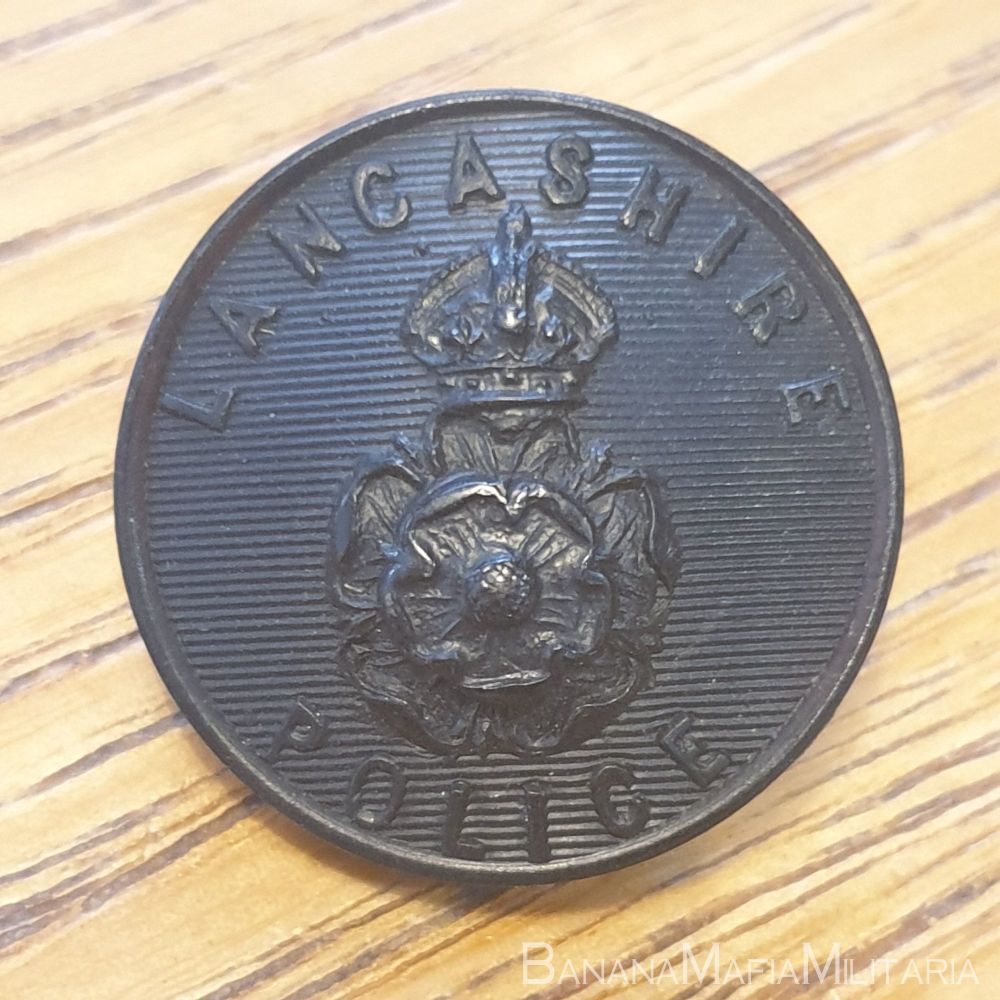 Lancashire police Black 24.5mm -  early 1900's with King's Crown Horn uniform button