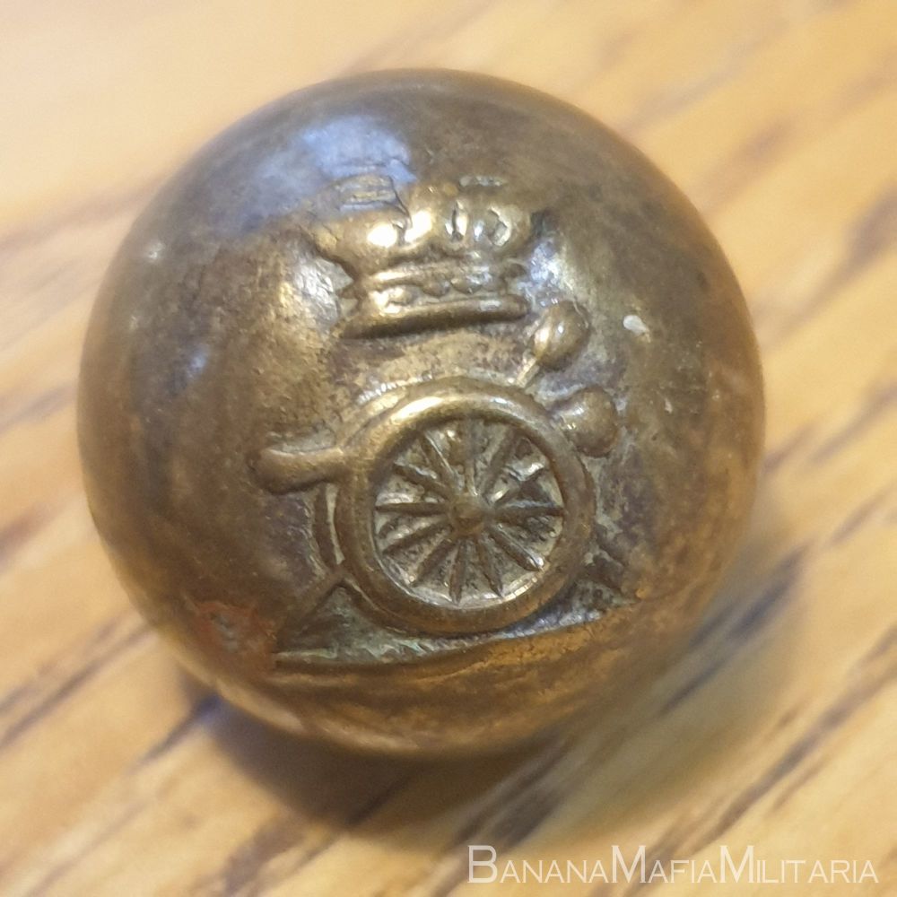 RHA Royal Horse Artillery (1873-1901) 18mm Ball Button with Queen Victoria's Crown. Brass Military uniform button