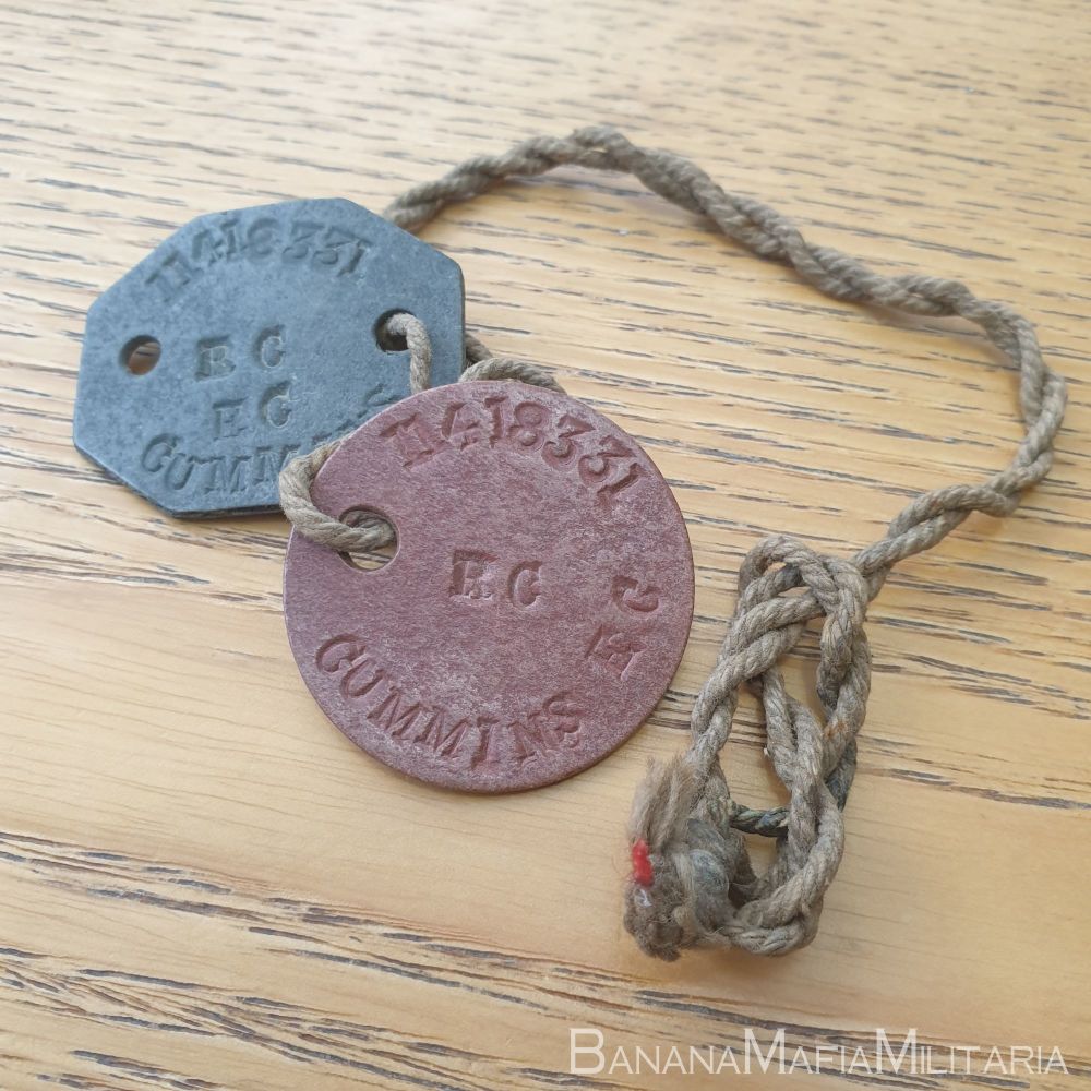 WW2 British Army Dog tags- Identity disks - 11418331 E C CUMMINS
