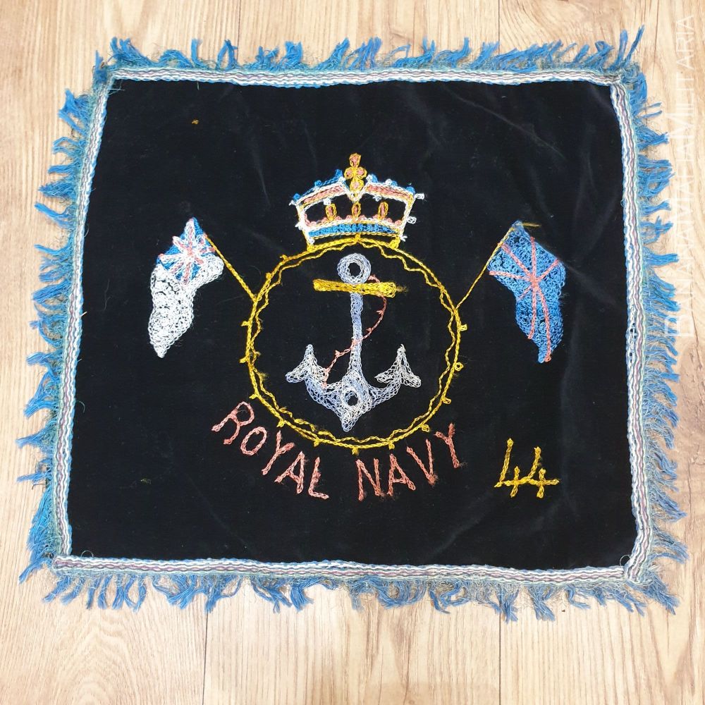 WW2 Royal Navy Handmade Fabric Souvenir - Embroidered 1944