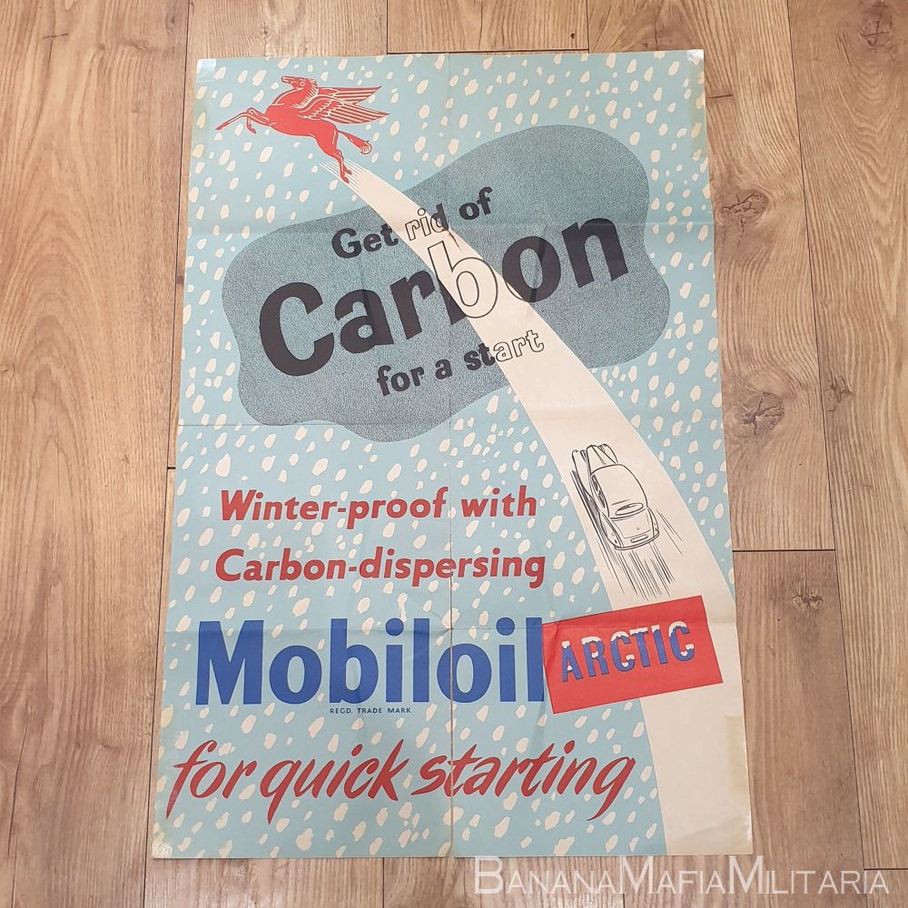 1940's WW2 Era Poster - British Home Front Mobiloil "Get rid of that carbon"