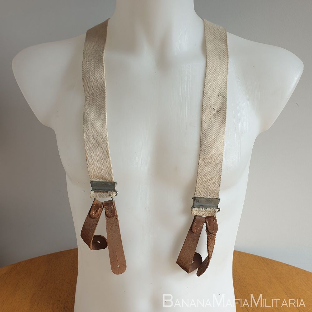 TROUSER BRACES (SUSPENDERS) 1943 WW2 dated BRITISH ARMY ISSUE 