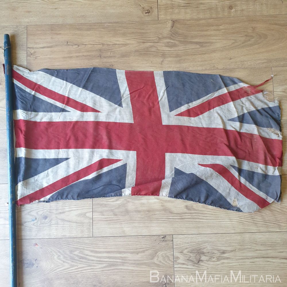 WW2 Era large VE day British Union Jack flag on pole - 95cm x 48cm