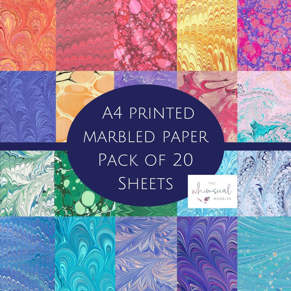 A4 Craft pack 20 printed marbled designs