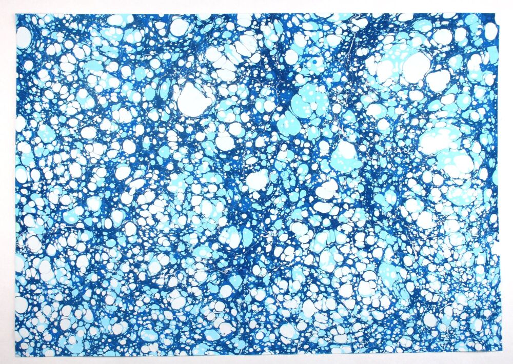 Turquoise blue stone marbled A2 paper design