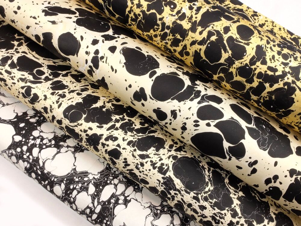Black and gold stone pattern animal print marbled A2 paper design