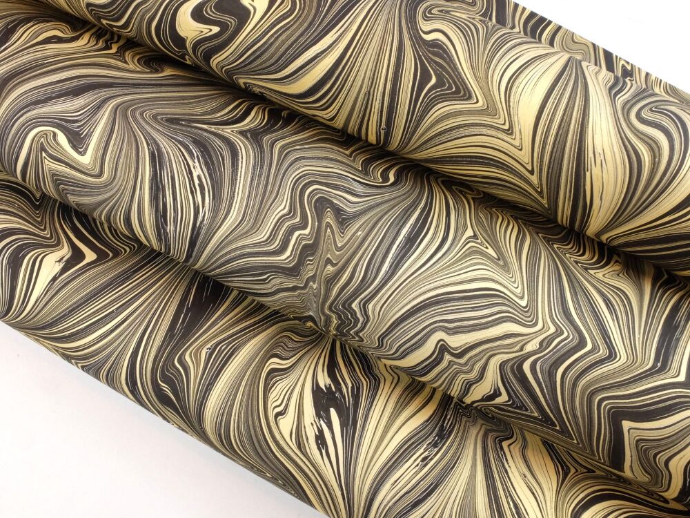Black and  gold agate style pattern marbled A2 paper design