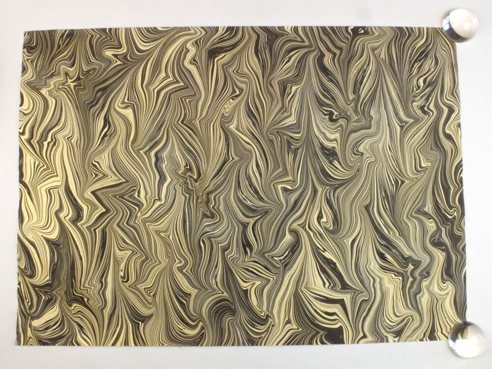 Black and  gold agate style pattern marbled A2 paper design